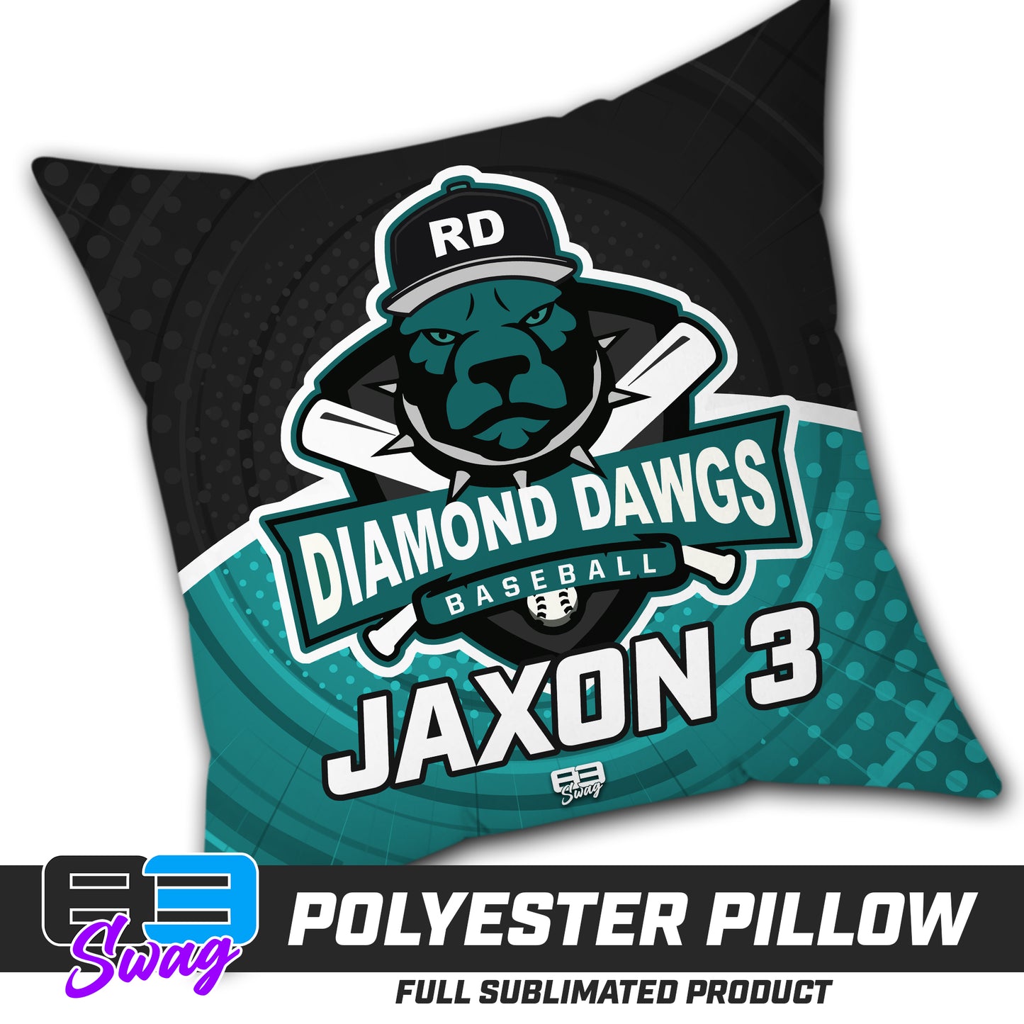 CUSTOM - Double Sided Polyester Square Pillow - Diamond Dawgs Baseball