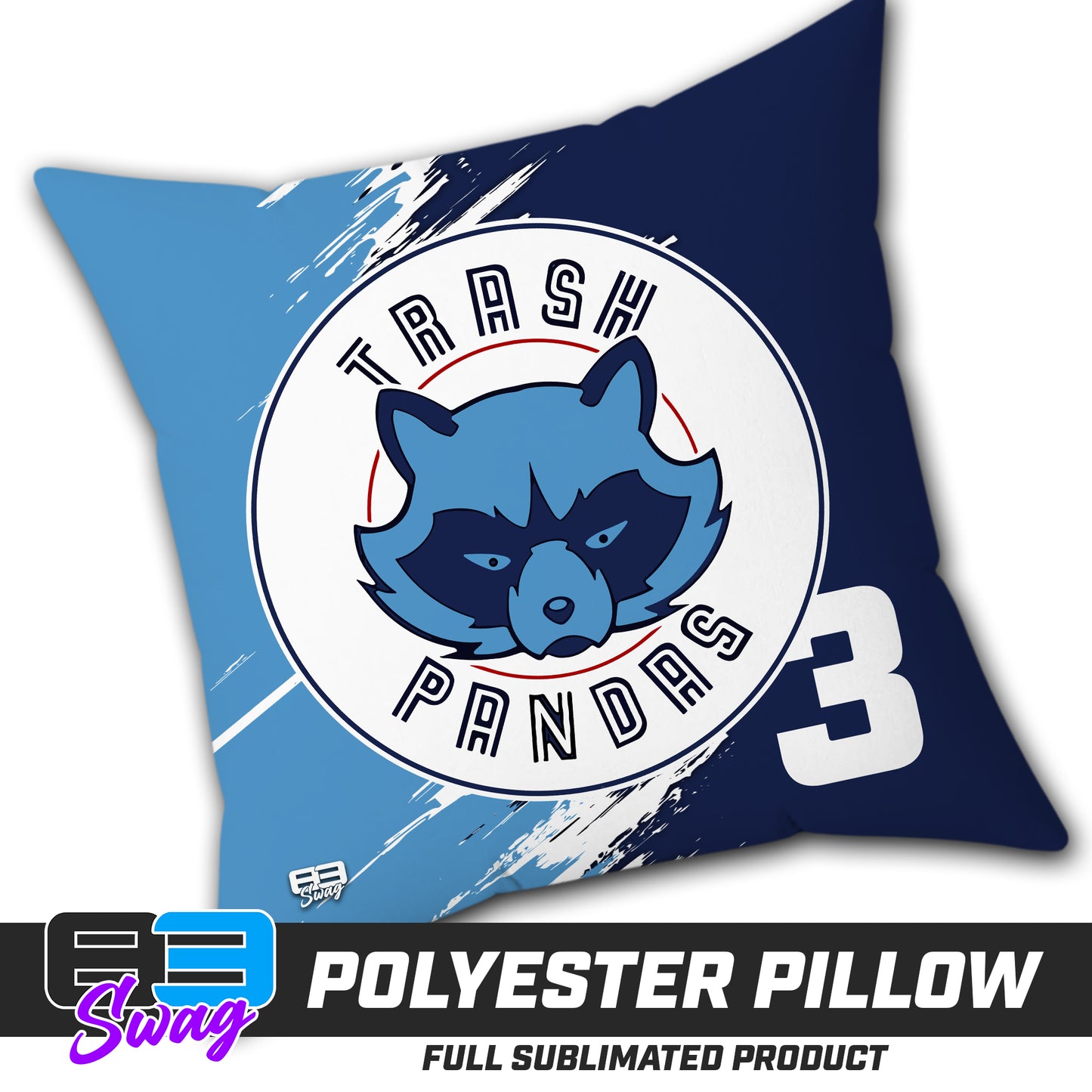 Double Sided Polyester Square Pillow - Trash Pandas Softball