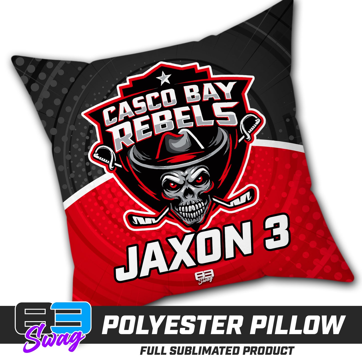 CUSTOM - Double Sided Polyester Square Pillow - Casco Bay Rebels Hockey