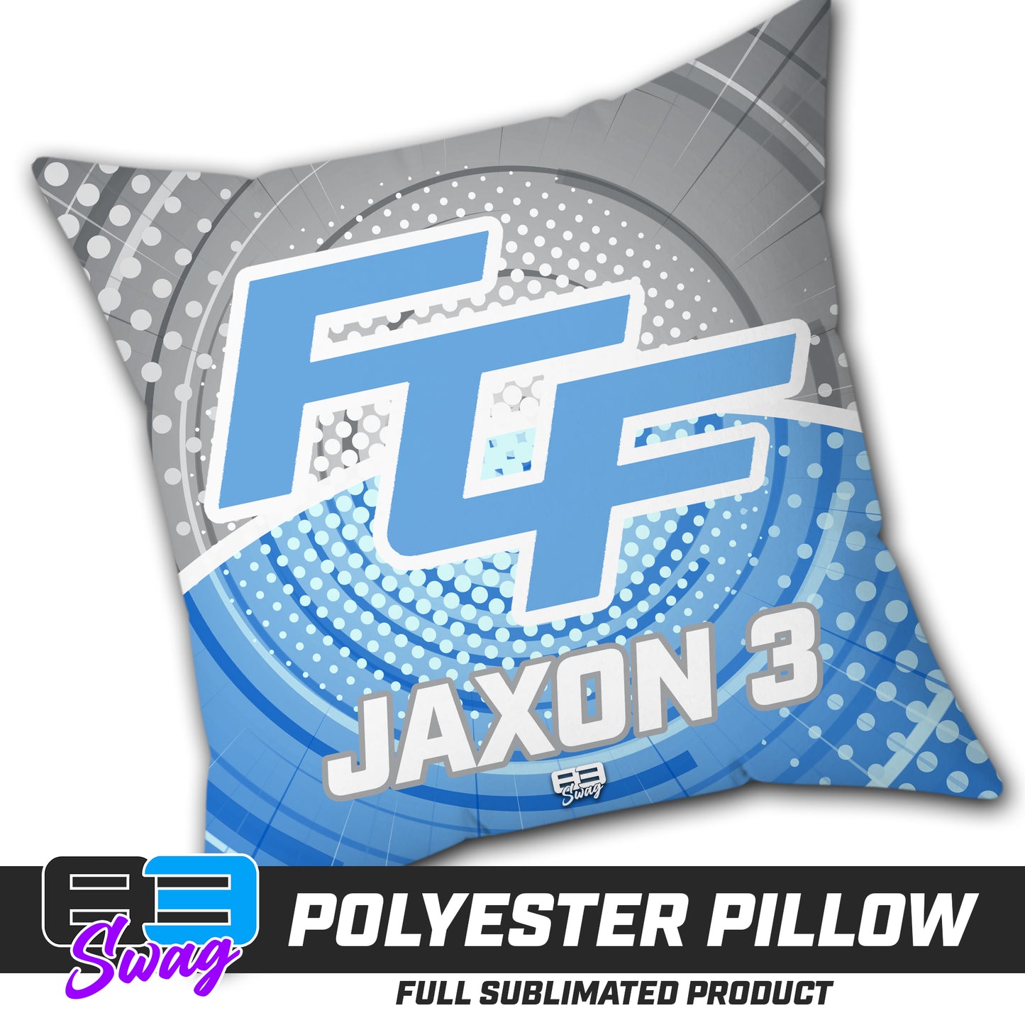CUSTOM - Double Sided Polyester Square Pillow - FCF Flight Baseball Blue