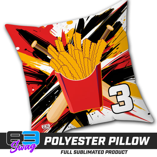 Double Sided Polyester Square Pillow - Team Rally Fries Baseball