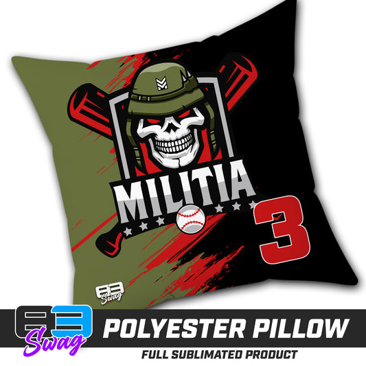 Double Sided Polyester Square Pillow - Militia Baseball