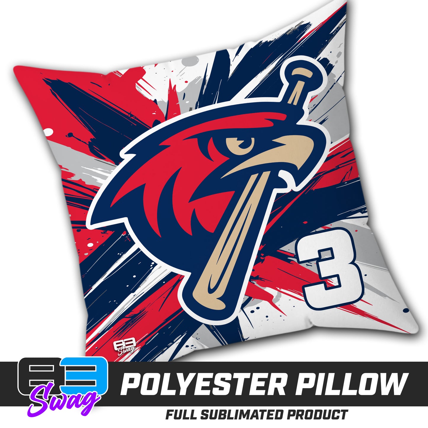 Double Sided Polyester Square Pillow - MSA Redtails Baseball