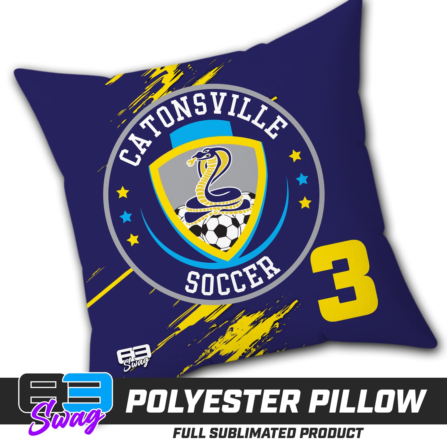 Double Sided Polyester Square Pillow - Catonsville Cobras Soccer