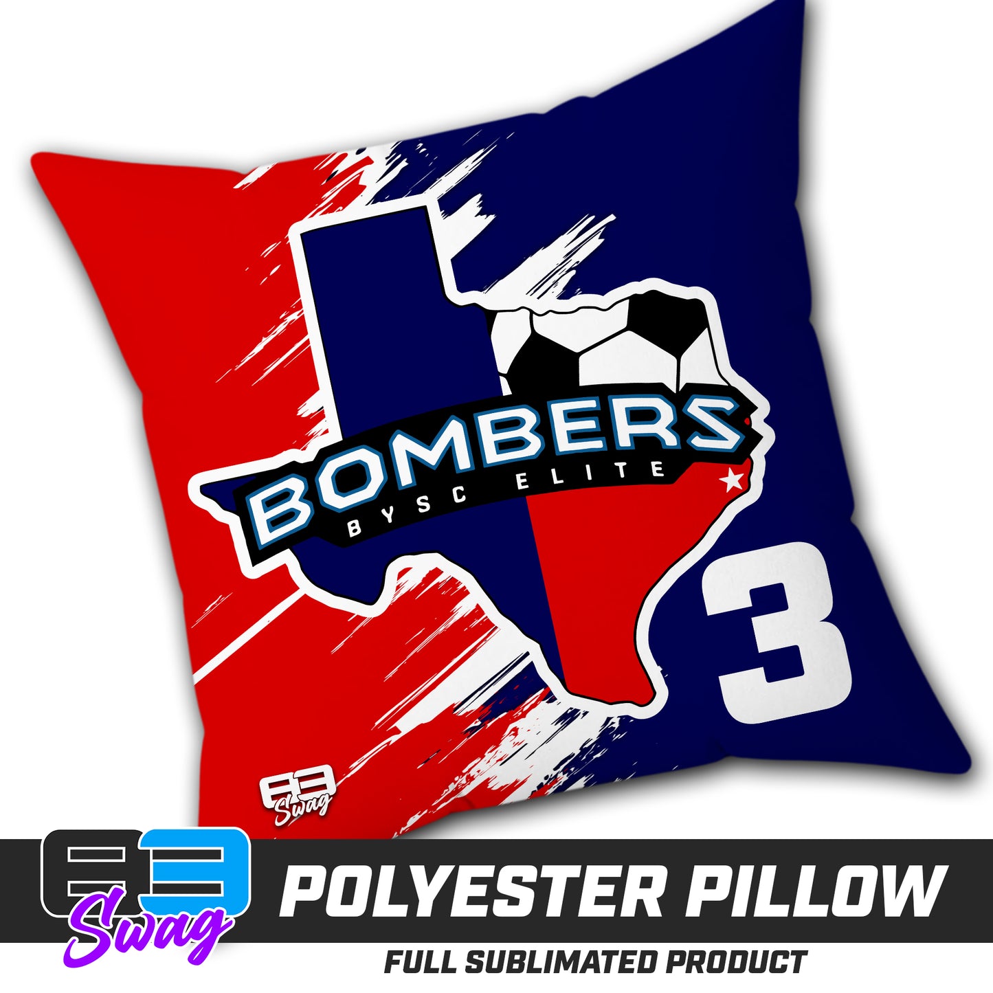 Double Sided Polyester Square Pillow - BYSC Bombers Soccer