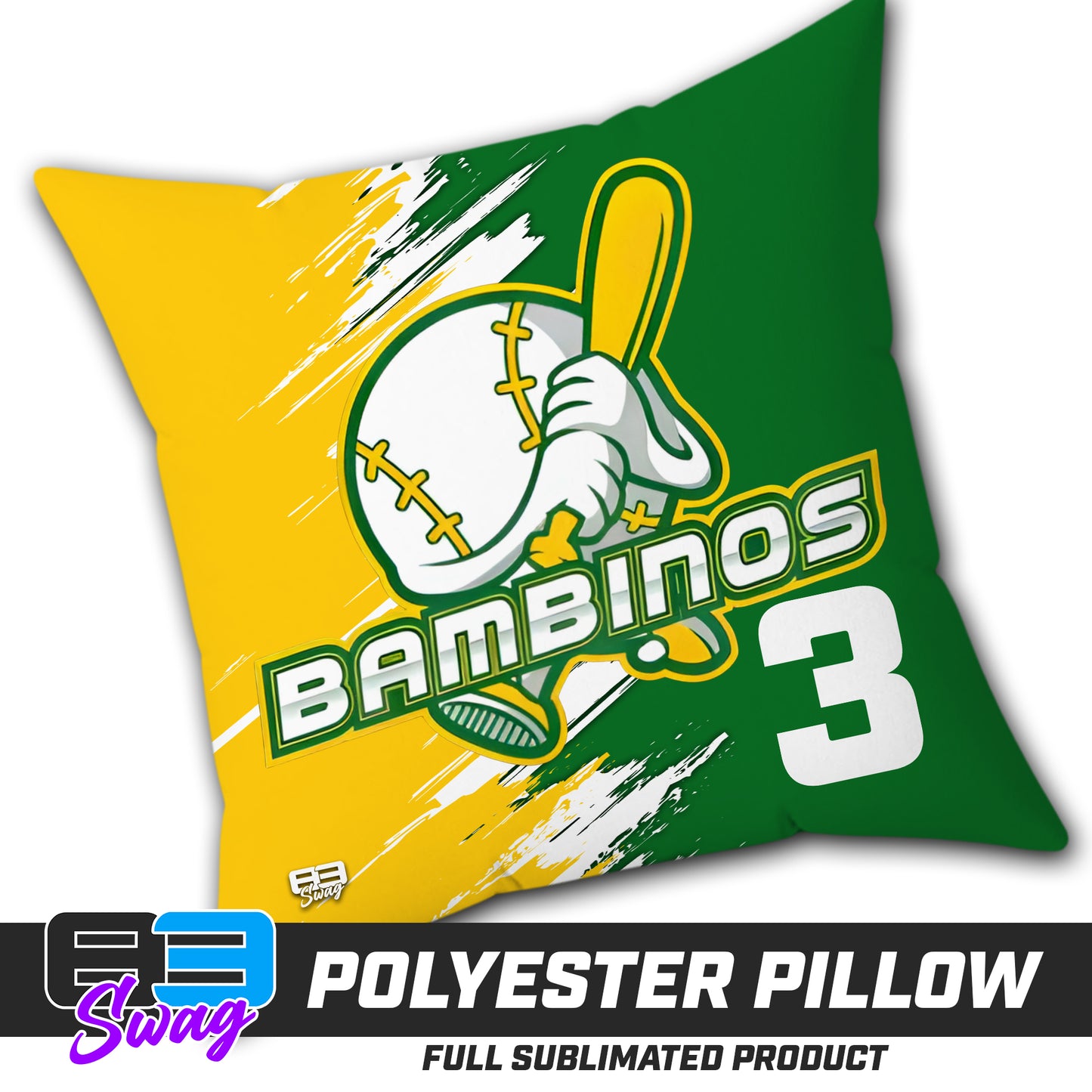 Double Sided Polyester Square Pillow - Bambinos Baseball