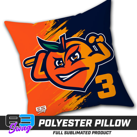 Double Sided Polyester Square Pillow - Peach Clobbers Baseball