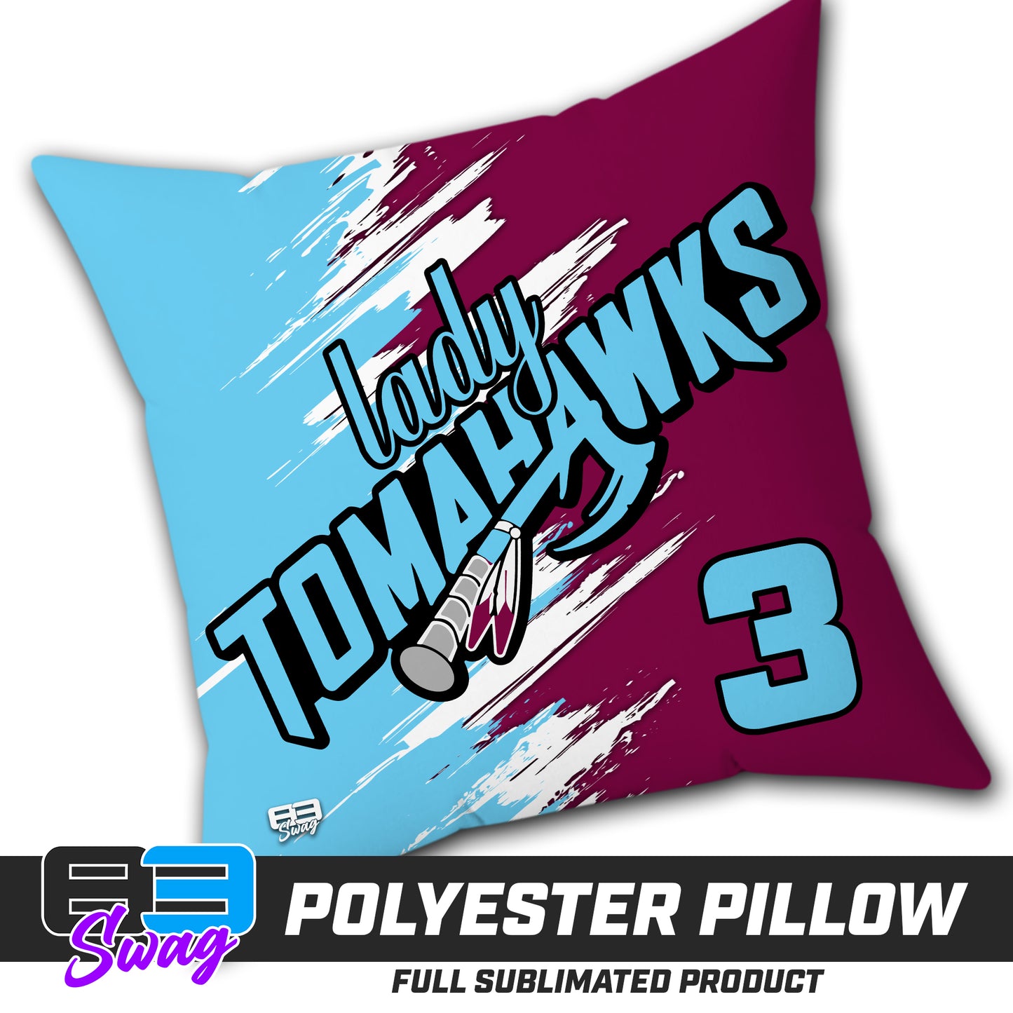 Double Sided Polyester Square Pillow - Keystone Heights - Lady Tomahawks Softball