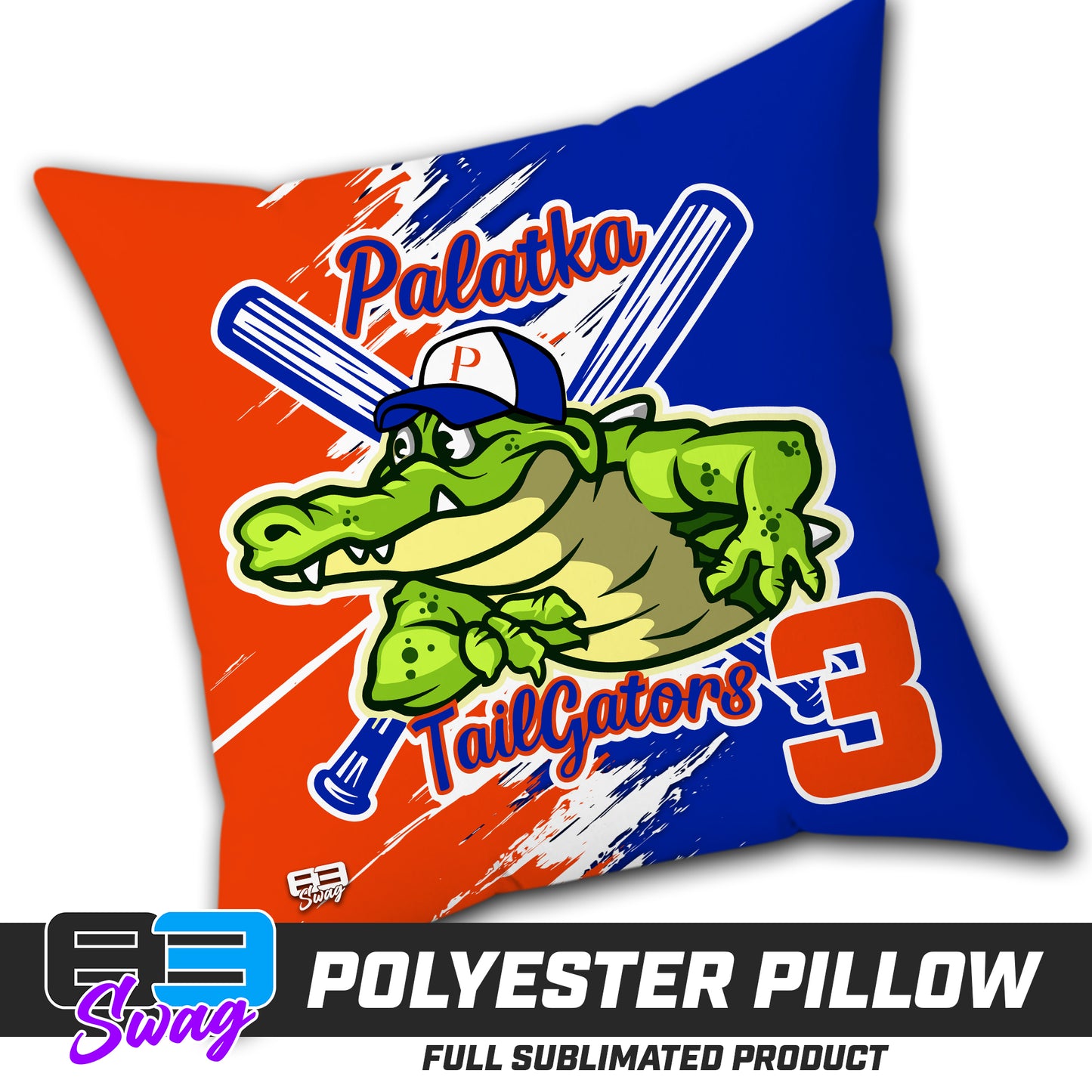 Double Sided Polyester Square Pillow - Palatka TailGators Baseball - 2024 FALL EDITION