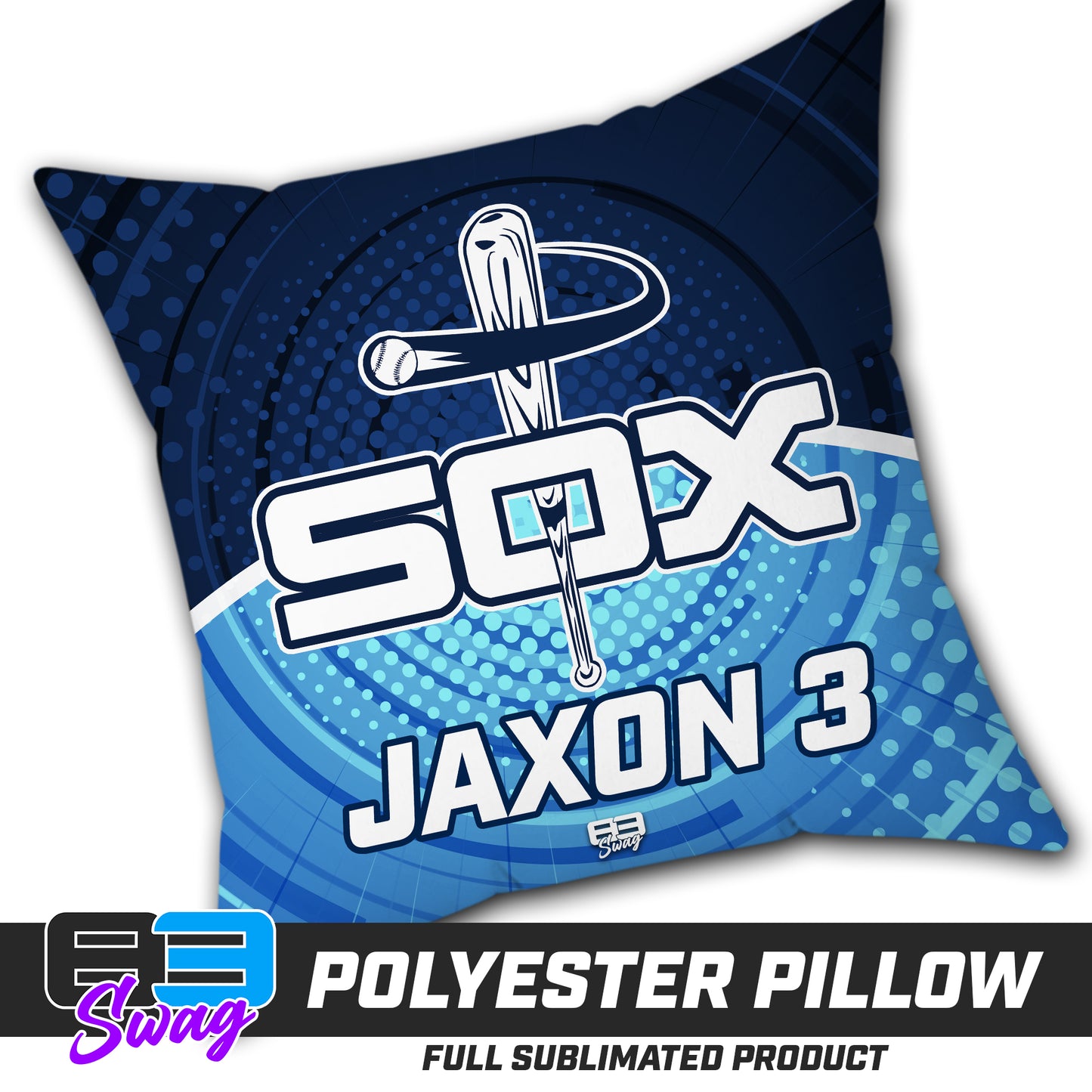 CUSTOM - Double Sided Polyester Square Pillow - East Coast Sox Baseball