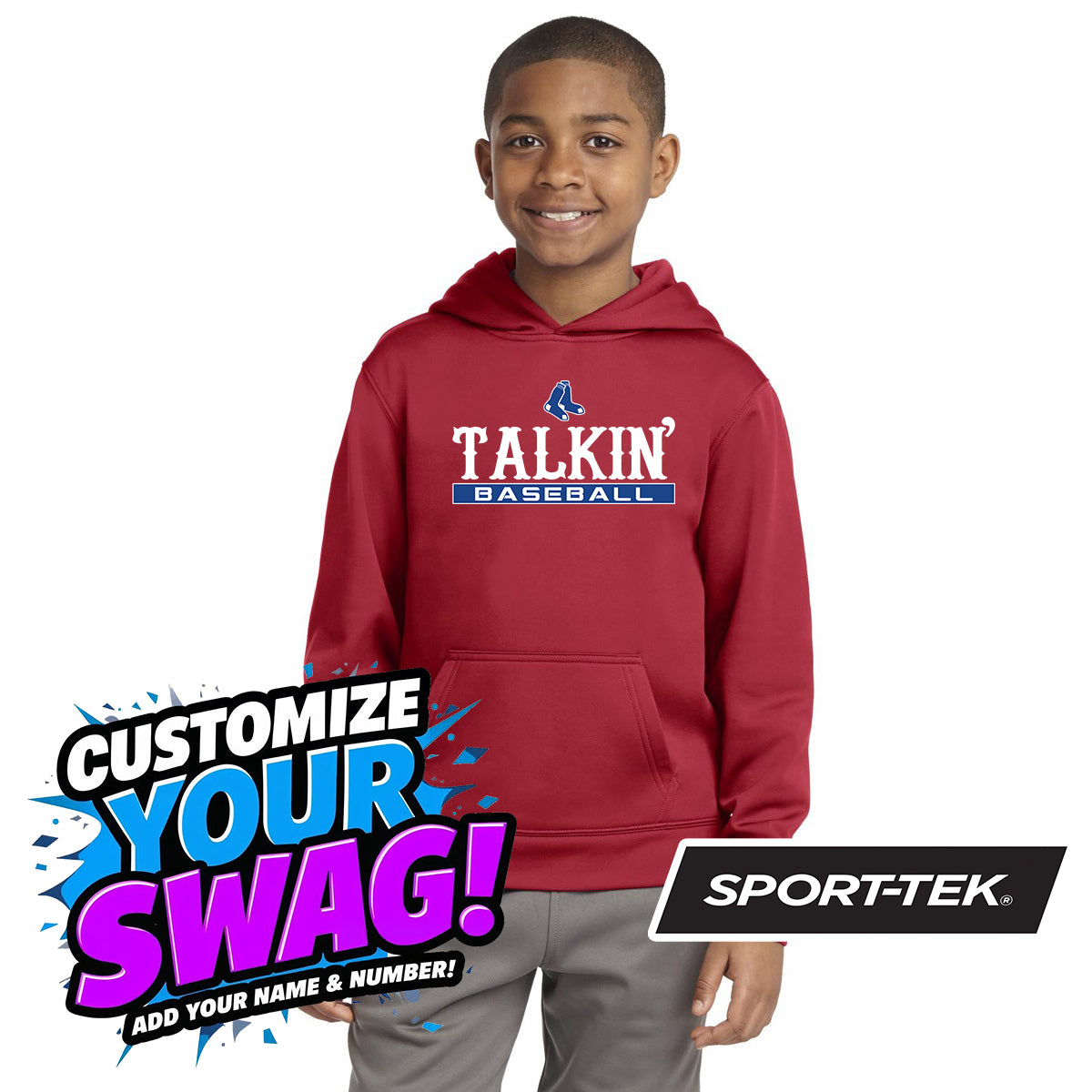 Sport-Tek Youth Sport-Wick Fleece Hooded Pullover YST244 - Talkin' Baseball