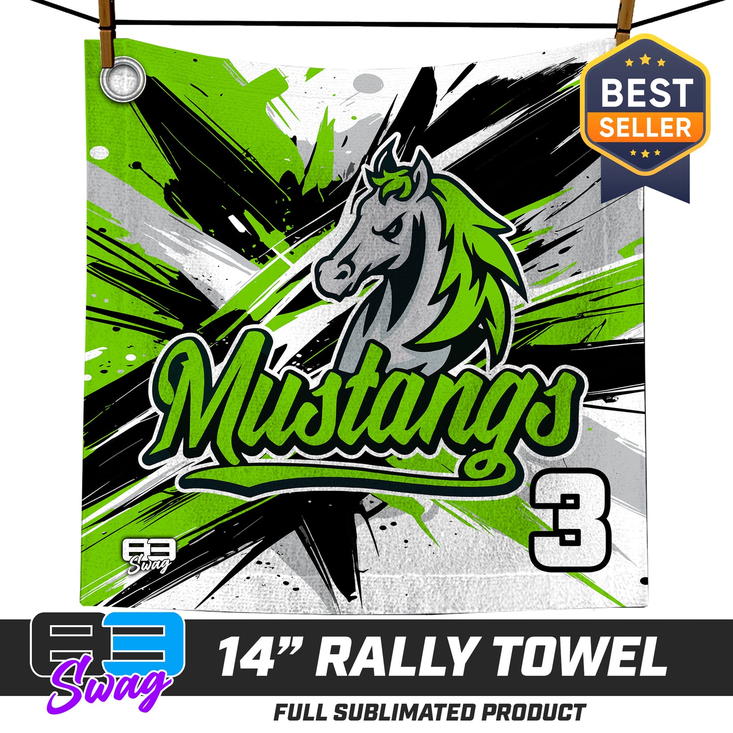 14"x14" Rally Towel  - Mustangs