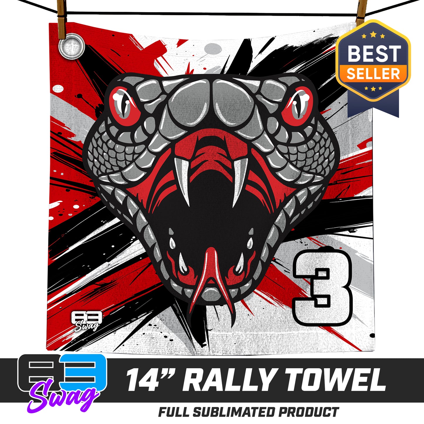 14"x14" Rally Towel  - Black Creek Cottonmouths