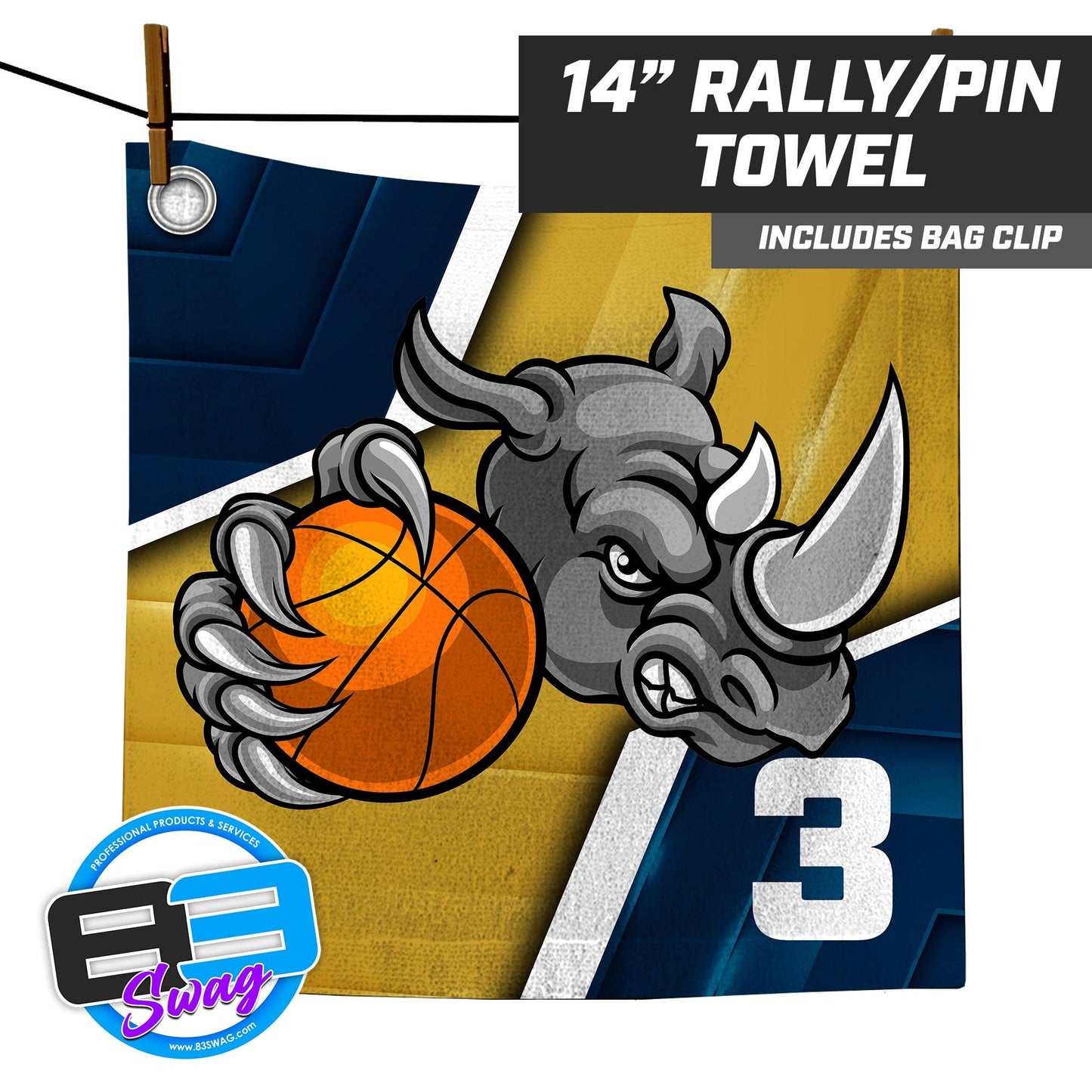 Rhino Basketball - 14"x14" Rally Towel