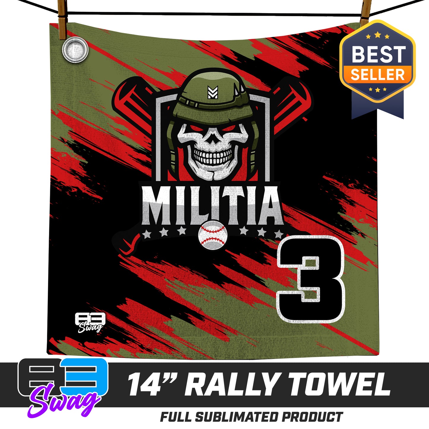 14"x14" Rally Towel  - Militia Baseball