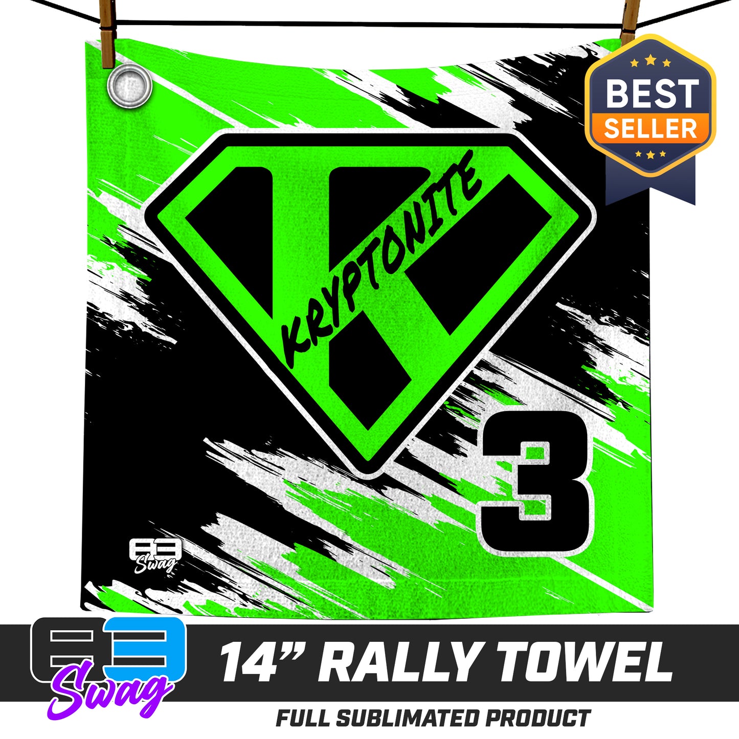 14"x14" Rally Towel  - Kryptonite Softball