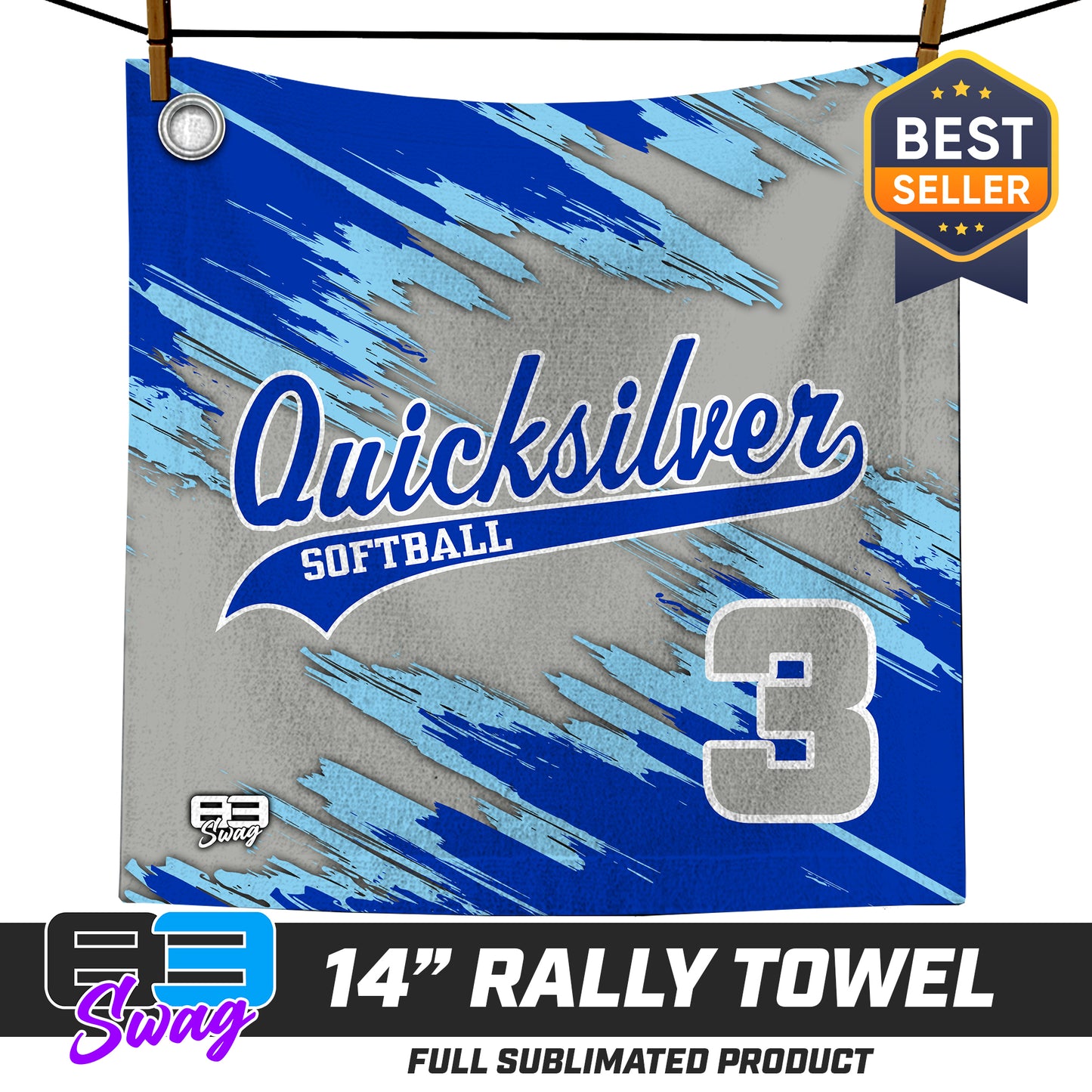 14"x14" Rally Towel  - Quicksilver Softball