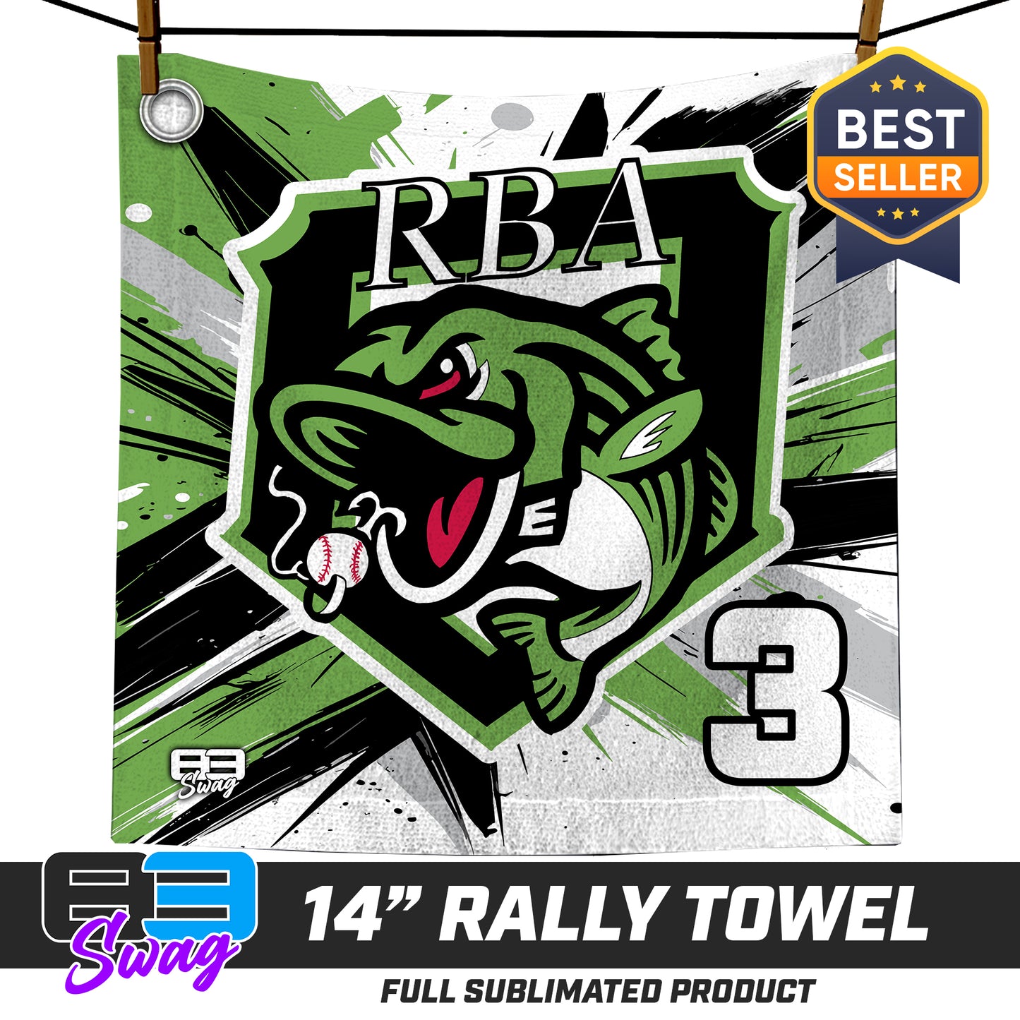 CUSTOM - 14"x14" Rally Towel - RBA Stripers Baseball