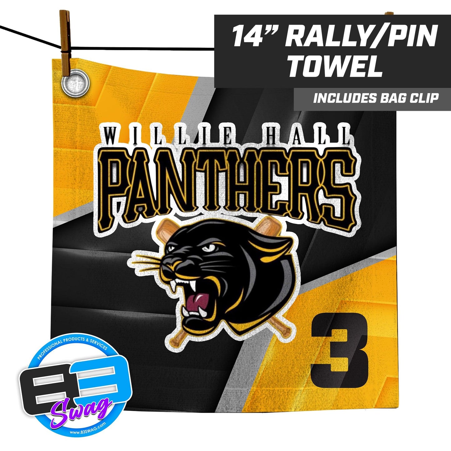 Willie Hall Panthers Baseball - 14"x14" Rally Towel