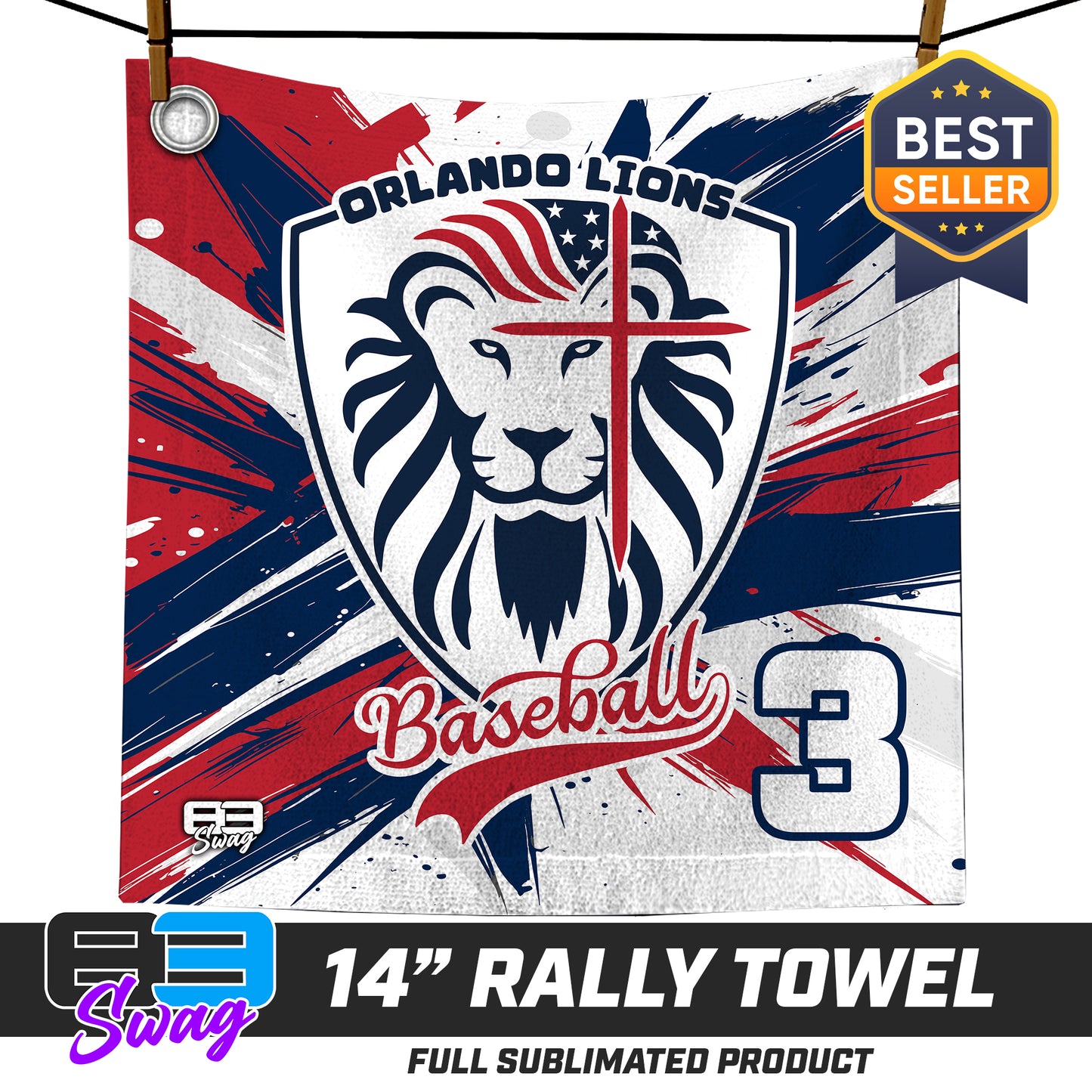 14"x14" Rally Towel  - Orlando Lions Baseball