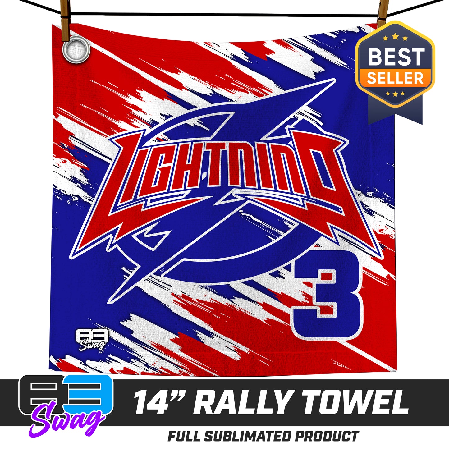 14"x14" Rally Towel  - Palm Beach Gardens Lightning