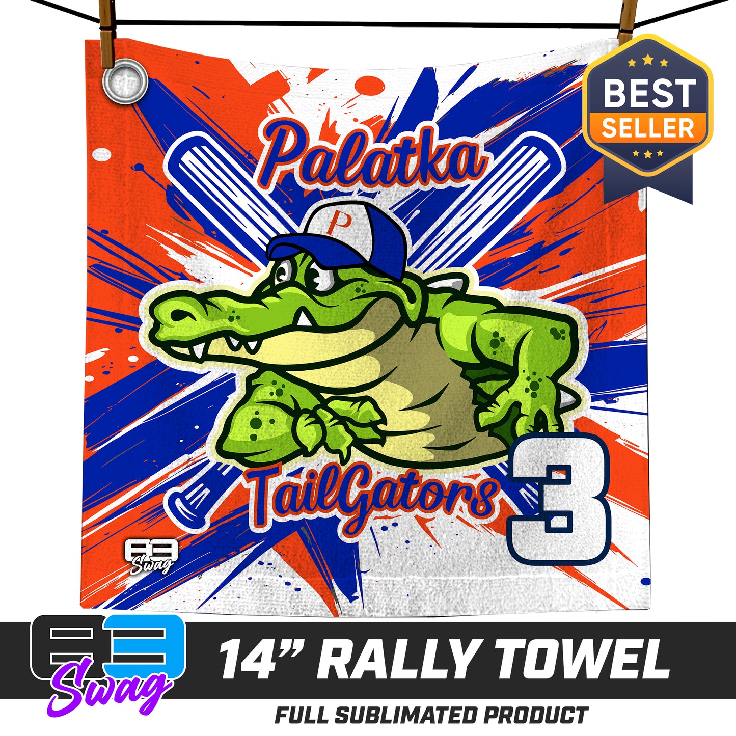 14"x14" Rally Towel  - Palatka TailGators Baseball v.26