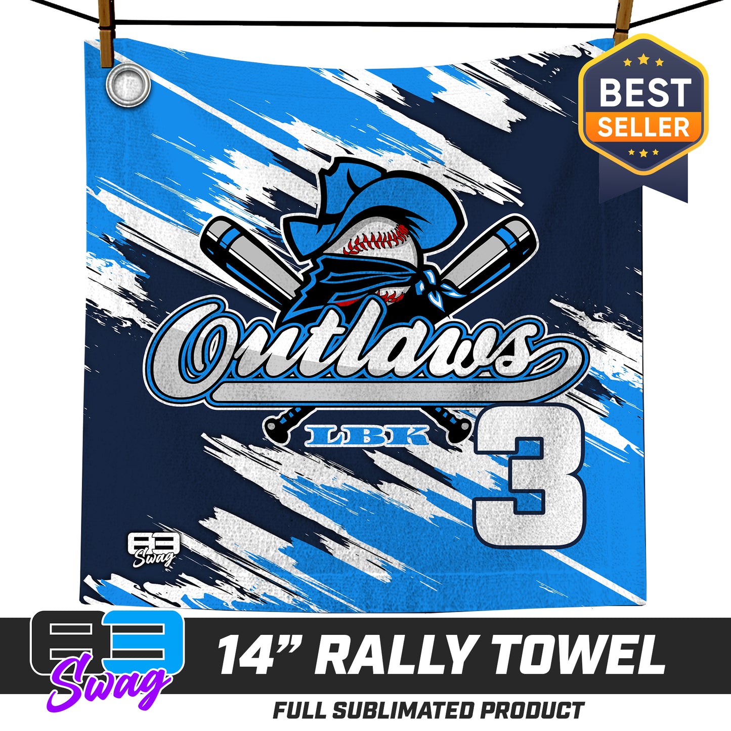 14"x14" Rally Towel  - Outlaws Baseball