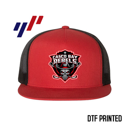 Yupoong 6006 Adult 5-Panel Classic Trucker Hat - DTF PRINTED - Casco Bay Rebels Hockey