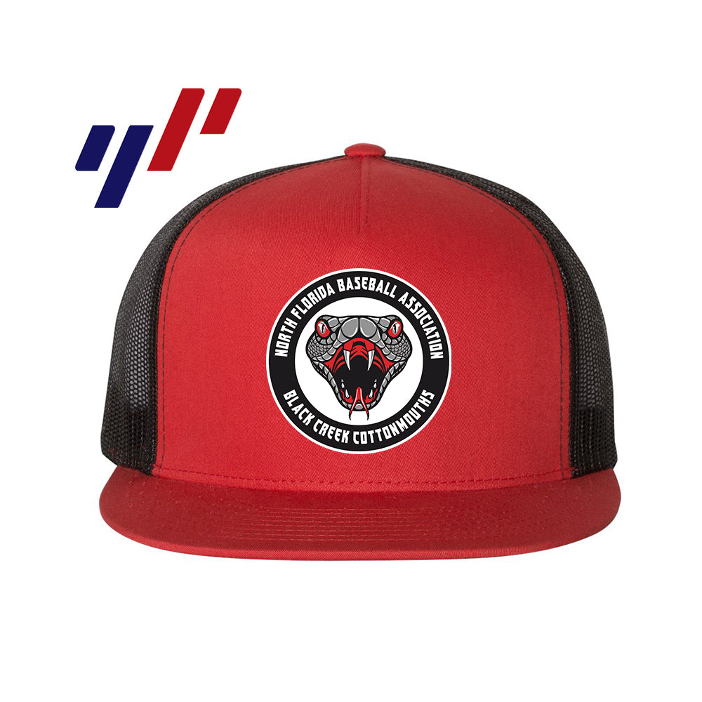 Yupoong 6006 Adult 5-Panel Classic Trucker Hat - DTF PRINTED - Black Creek Cottonmouths