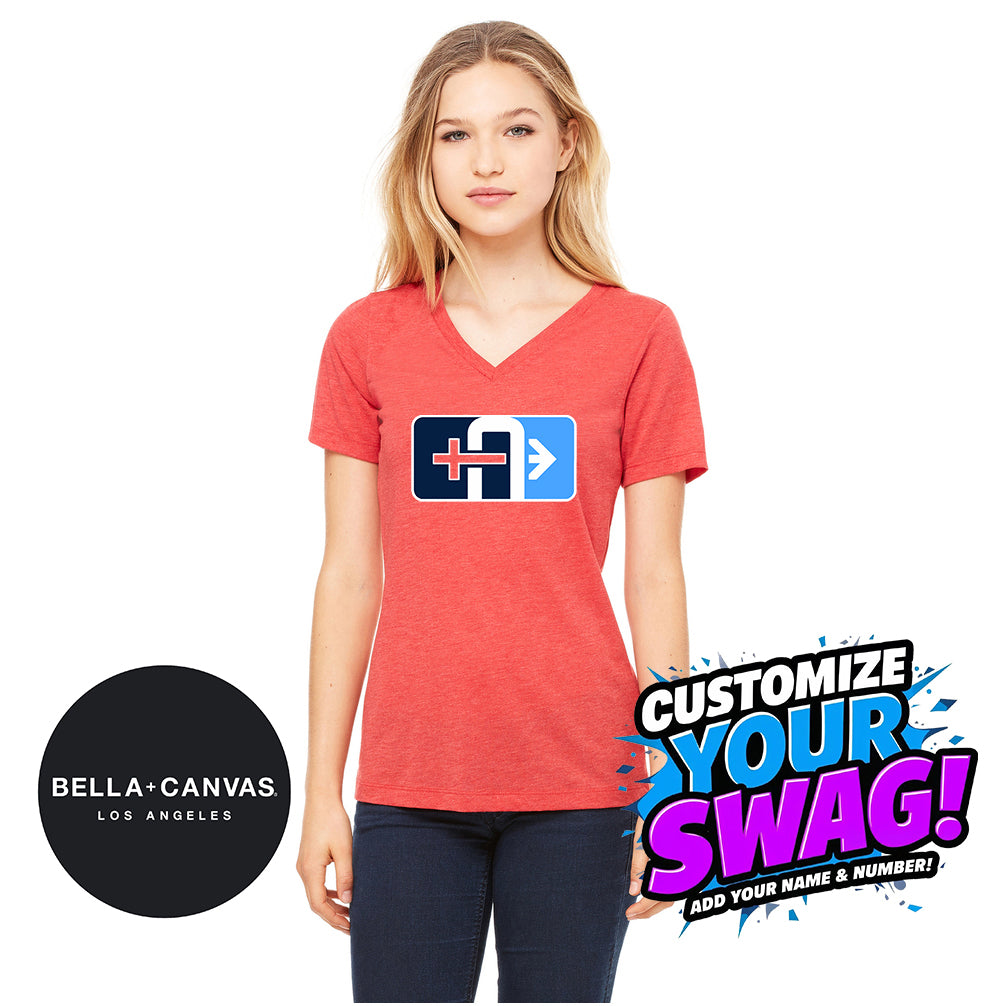 Bella + Canvas 6415 Ladies' Relaxed Triblend V-Neck T-Shirt - Arrows Baseball