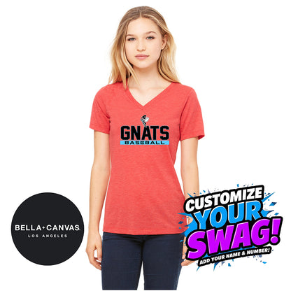 Bella + Canvas 6415 Ladies' Relaxed Triblend V-Neck T-Shirt - NBC Gnats Baseball
