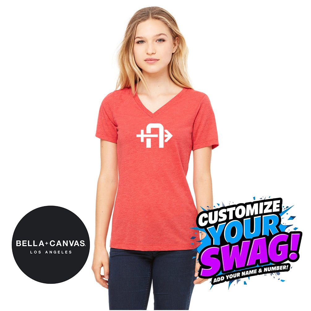 Bella + Canvas 6415 Ladies' Relaxed Triblend V-Neck T-Shirt - Arrows Baseball