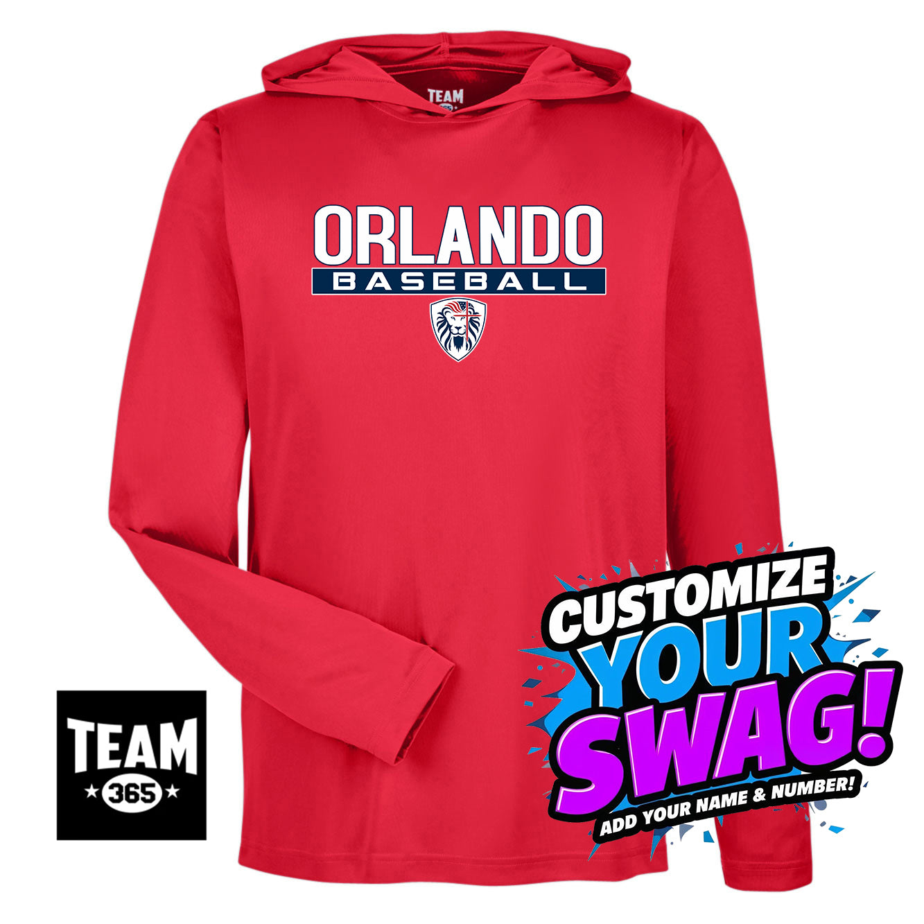 Team 365 Youth & Men's Zone Performance Hoodie - Orlando Lions Baseball