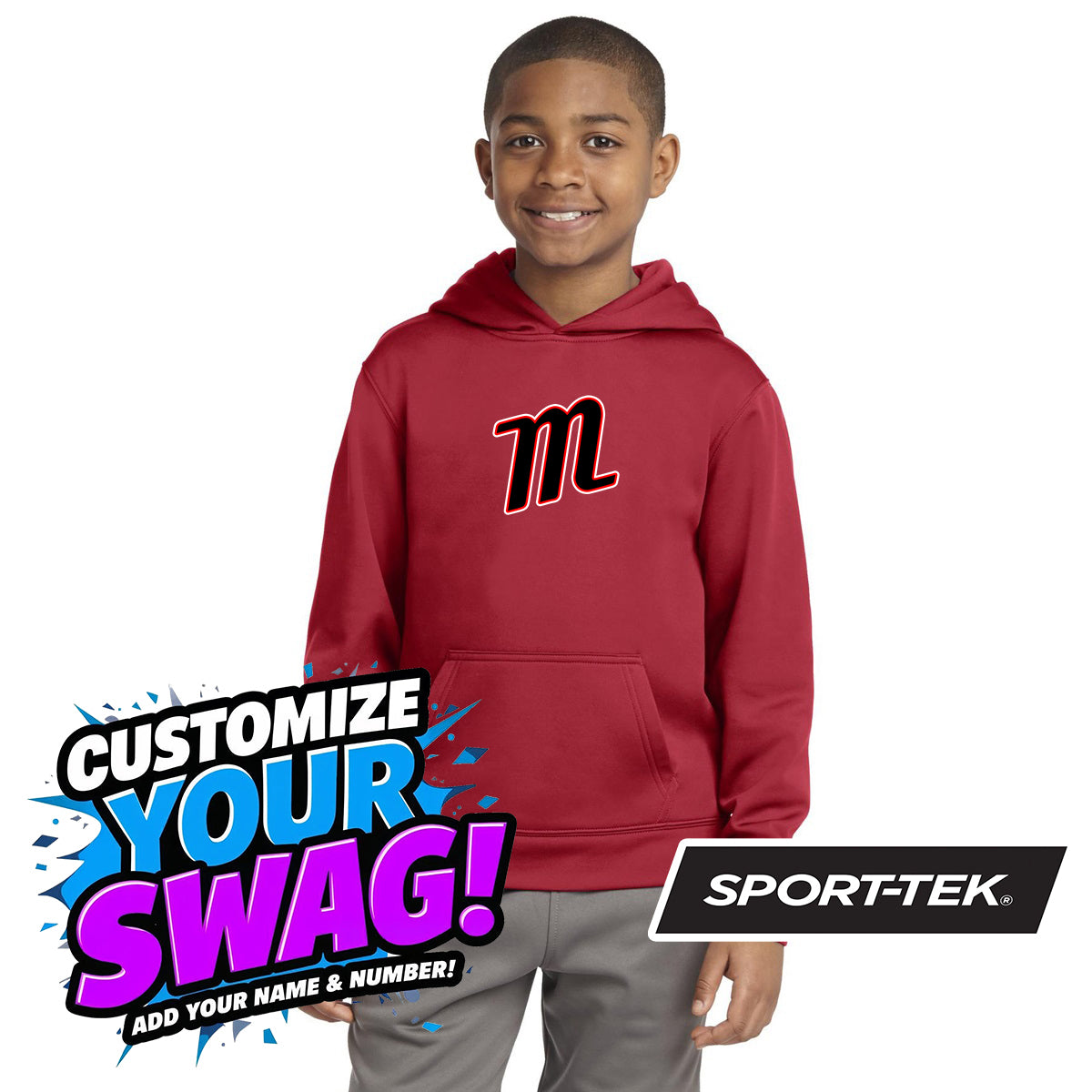 Sport-Tek Youth Sport-Wick Fleece Hooded Pullover YST244 - SYA Mets "M" Logo