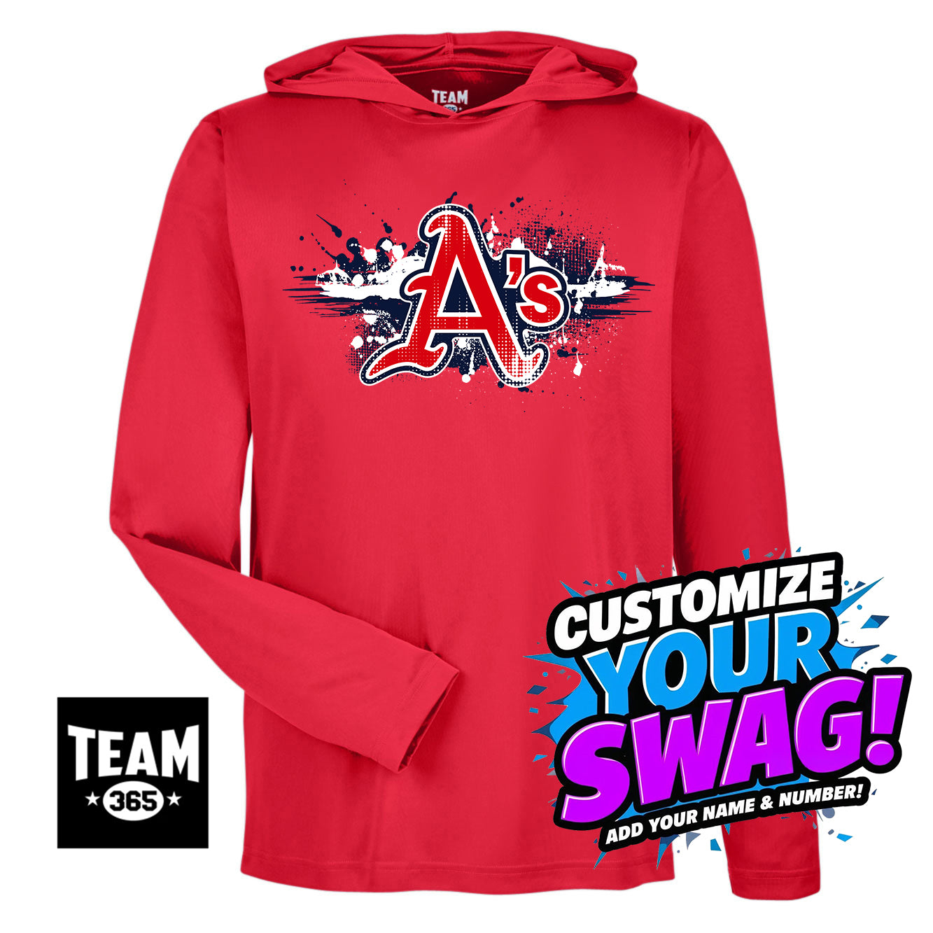 Team 365 Youth & Men's Zone Performance Hoodie - Little Rock A's Baseball