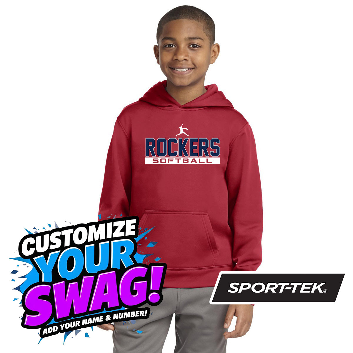 Sport-Tek Youth Sport-Wick Fleece Hooded Pullover YST244 - KY Rockers Softball