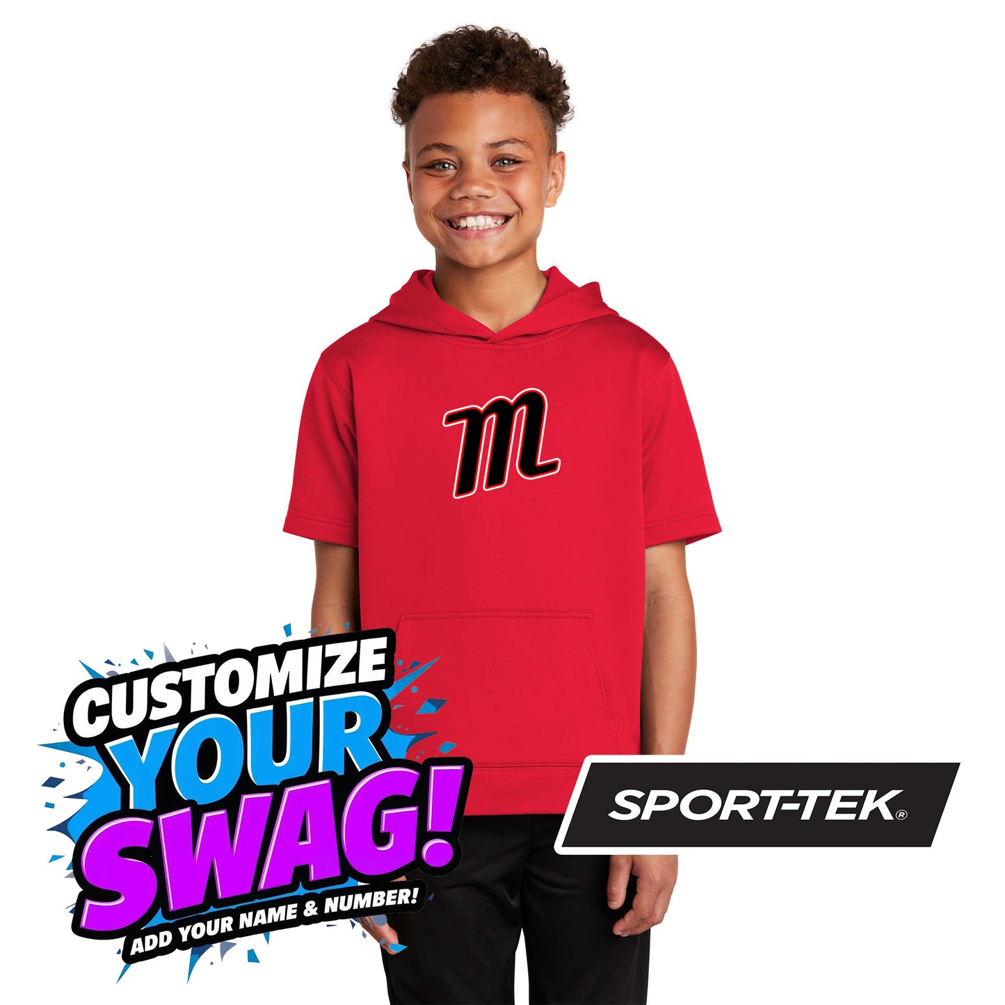 Sport-Tek Youth Sport-Wick Fleece Short Sleeve Hooded Pullover YST251 - SYA Mets "M" Logo