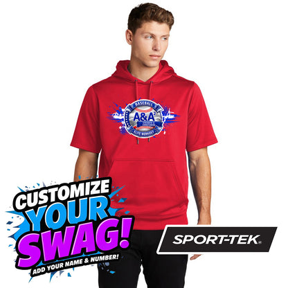 Sport-Tek Sport-Wick Fleece Short Sleeve Hooded Pullover ST251 - A&A Baseball Elite