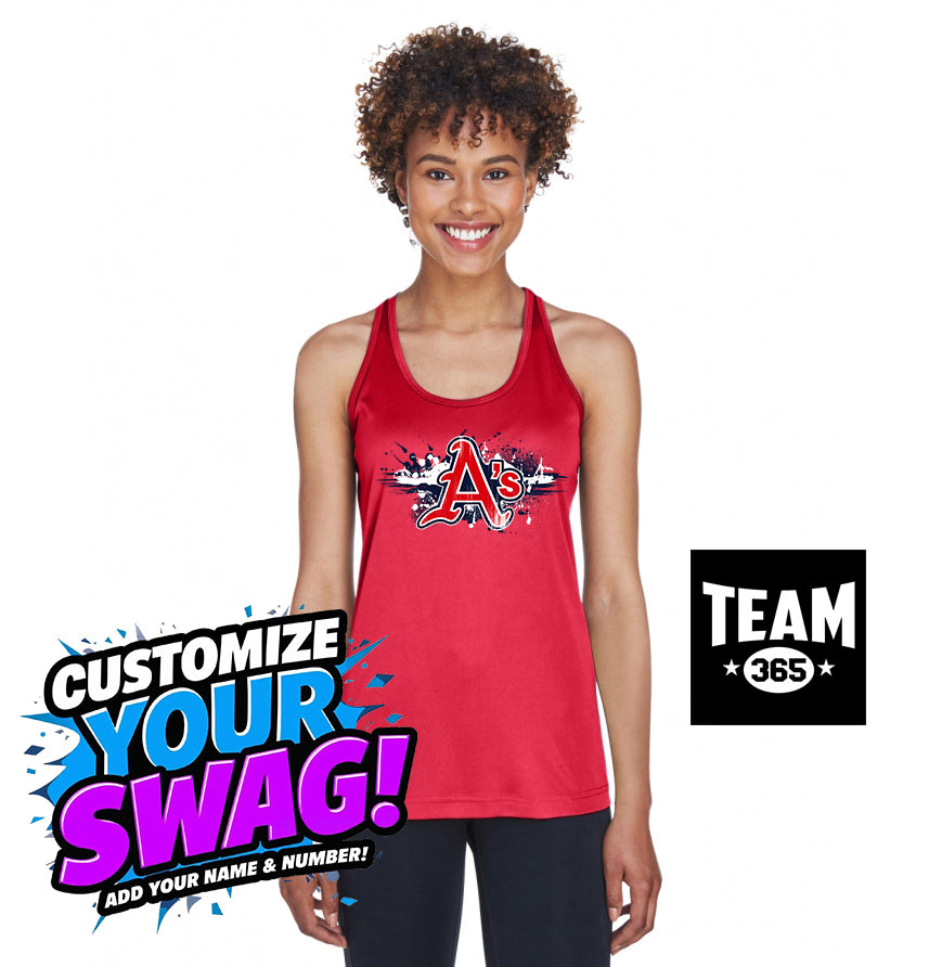 Team 365 TT11WRC Women's Zone Performance Racerback Tank - Little Rock A's Baseball
