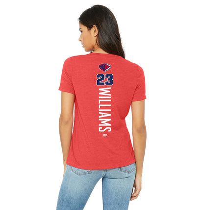 Bella + Canvas 6415 Ladies' Relaxed Triblend V-Neck T-Shirt - Pasco Stingers Baseball