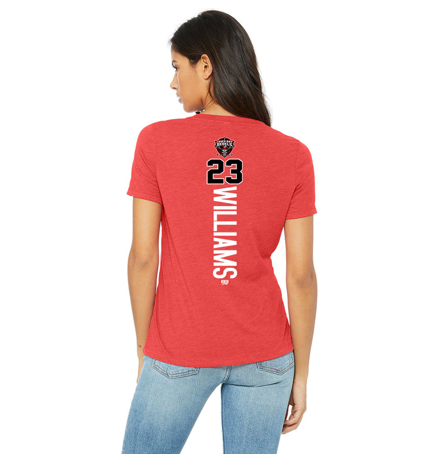 Bella + Canvas 6415 Ladies' Relaxed Triblend V-Neck T-Shirt - Casco Bay Rebels Hockey
