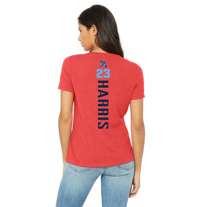 Bella + Canvas 6415 Ladies' Relaxed Triblend V-Neck T-Shirt - FCA Blueclaws Baseball