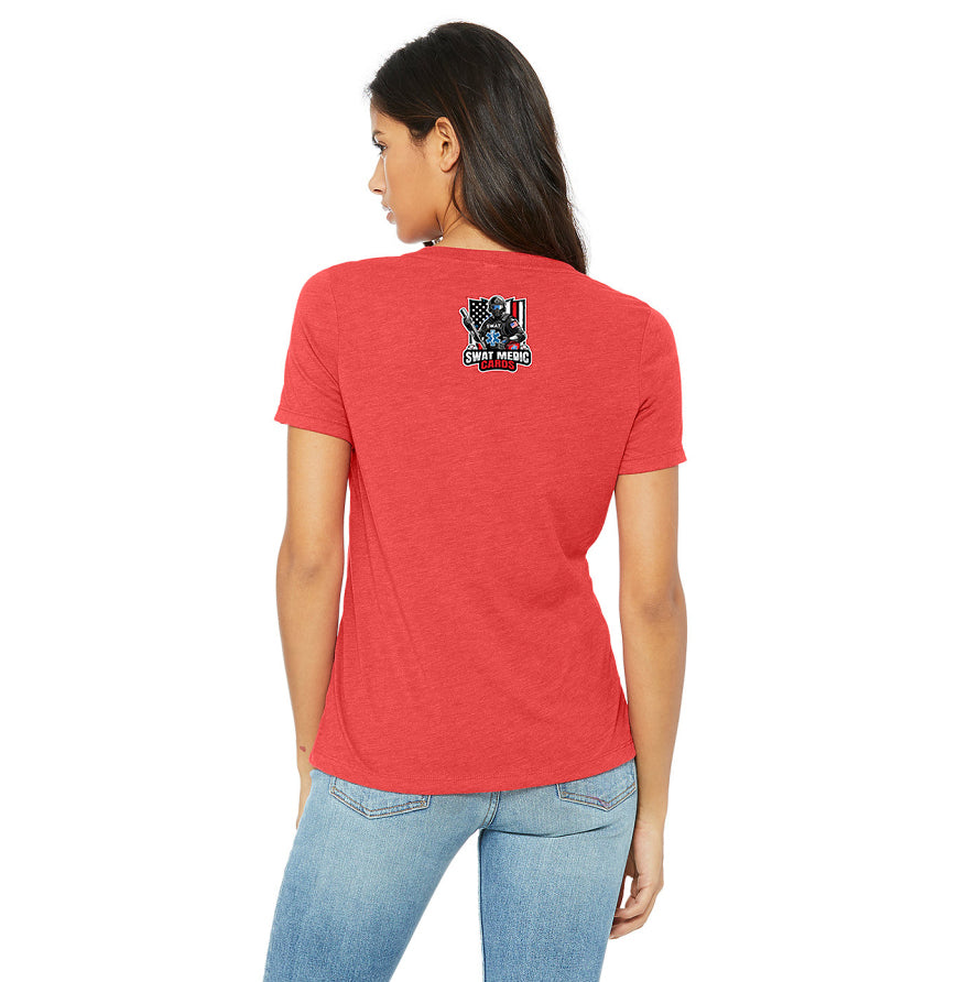 Bella + Canvas 6415 Ladies' Relaxed Triblend V-Neck T-Shirt - Swat Medic Cards