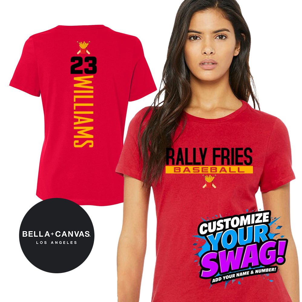 GAME TIME - Bella + Canvas B6400 Women's Relaxed Jersey Short-Sleeve T-Shirt - Team Rally Fries Baseball