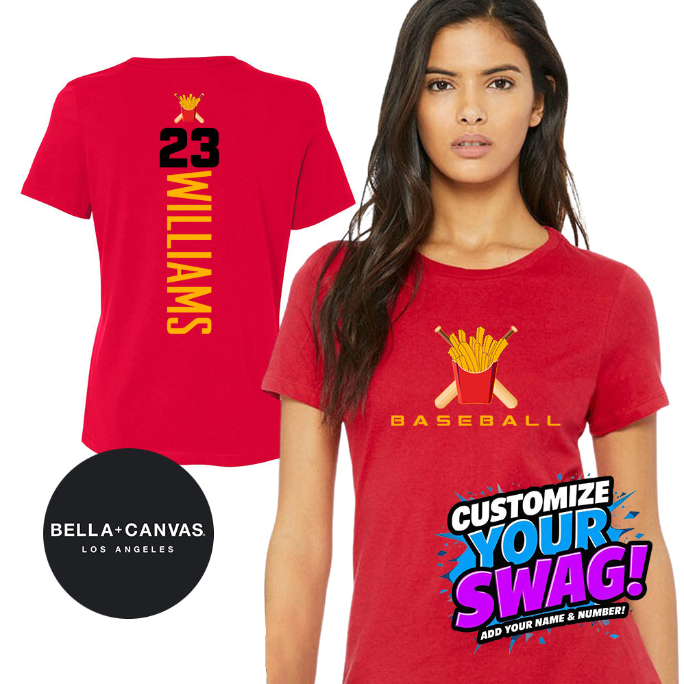 GAME TIME - Bella + Canvas B6400 Women's Relaxed Jersey Short-Sleeve T-Shirt - Team Rally Fries Baseball