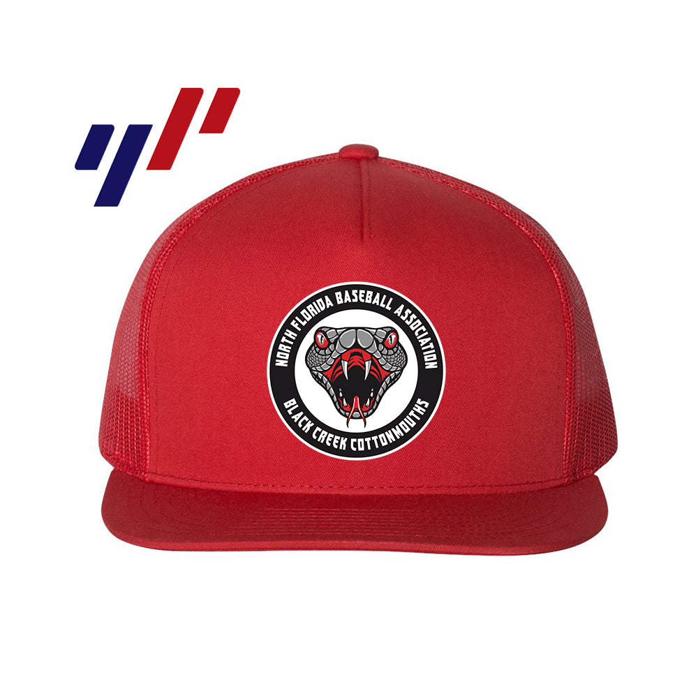 Yupoong 6006 Adult 5-Panel Classic Trucker Hat - DTF PRINTED - Black Creek Cottonmouths