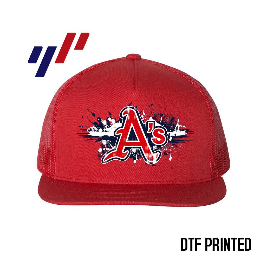 Yupoong 6006 Adult 5-Panel Classic Trucker Hat - DTF PRINTED - Little Rock A's Baseball