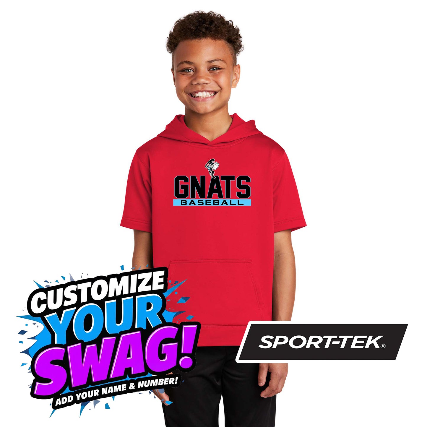 Sport-Tek Youth Sport-Wick Fleece Short Sleeve Hooded Pullover YST251 - NBC Gnats Baseball