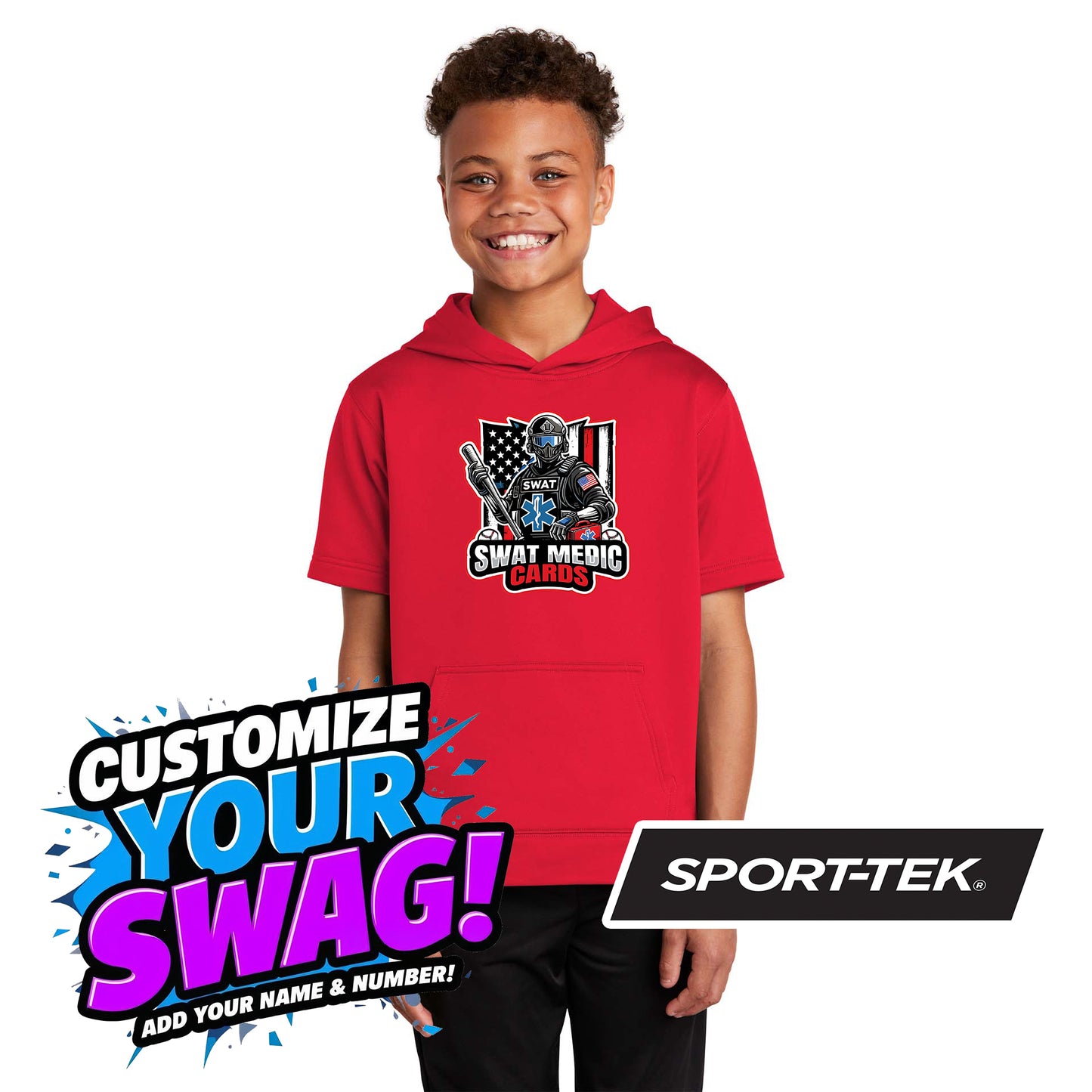 Sport-Tek Youth Sport-Wick Fleece Short Sleeve Hooded Pullover YST251 - Swat Medic Cards
