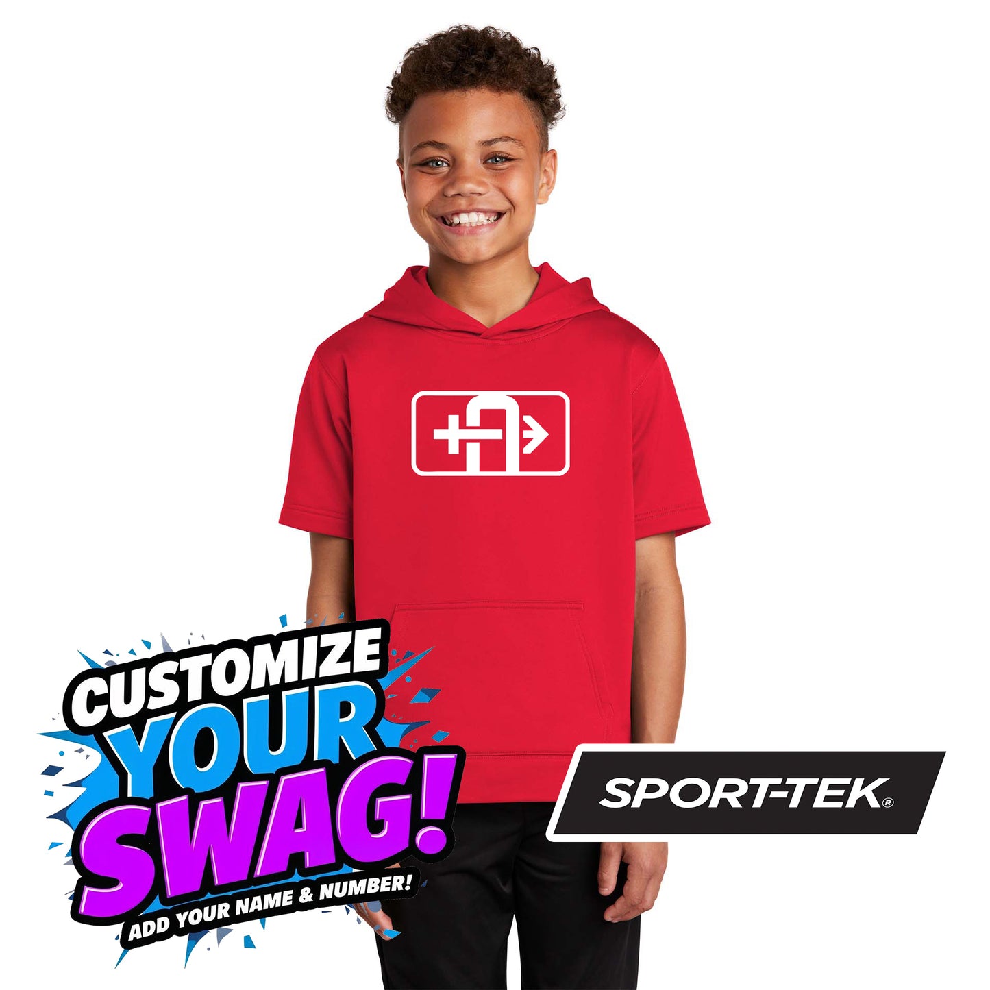 Sport-Tek Youth Sport-Wick Fleece Short Sleeve Hooded Pullover YST251 - Arrows Baseball